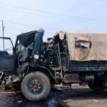 MP News - Army truck went out of control due to tire burst, collided with bus and car