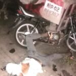 खड़ी बोरिंग मशीन से टकराई बाइक