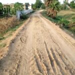 सीमेंट रोड पर मिट्टी