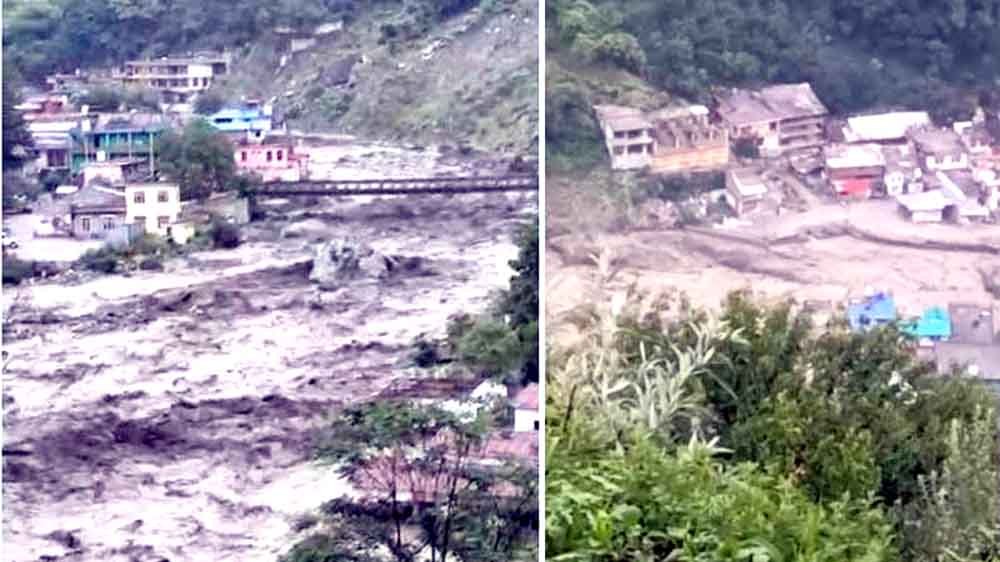 उत्तराखंड के चमोली जिले में बादल फटने