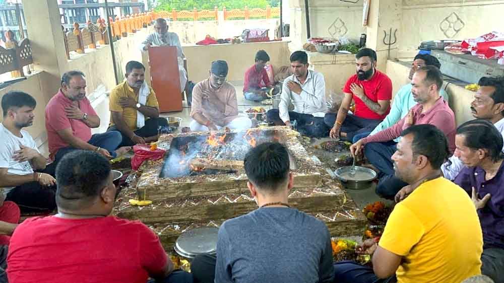 बीजासनी मंदिर में हवन पूजन के
