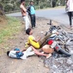 ताप्ती घाट में कंटेनर ने बाइक सवार