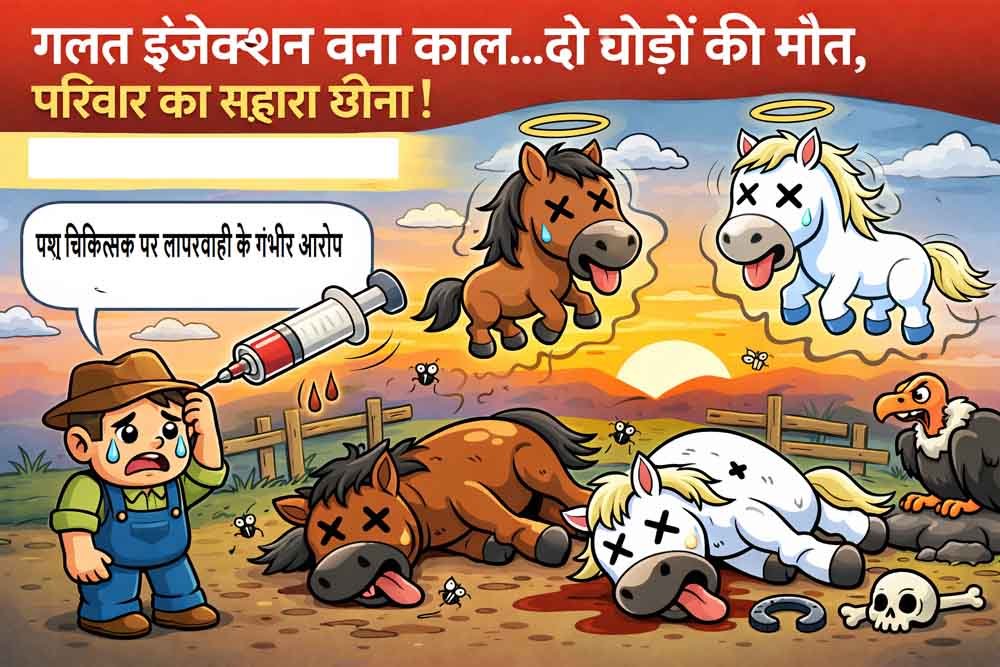 गलत इंजेक्शन से दो घोड़ों की मौत,